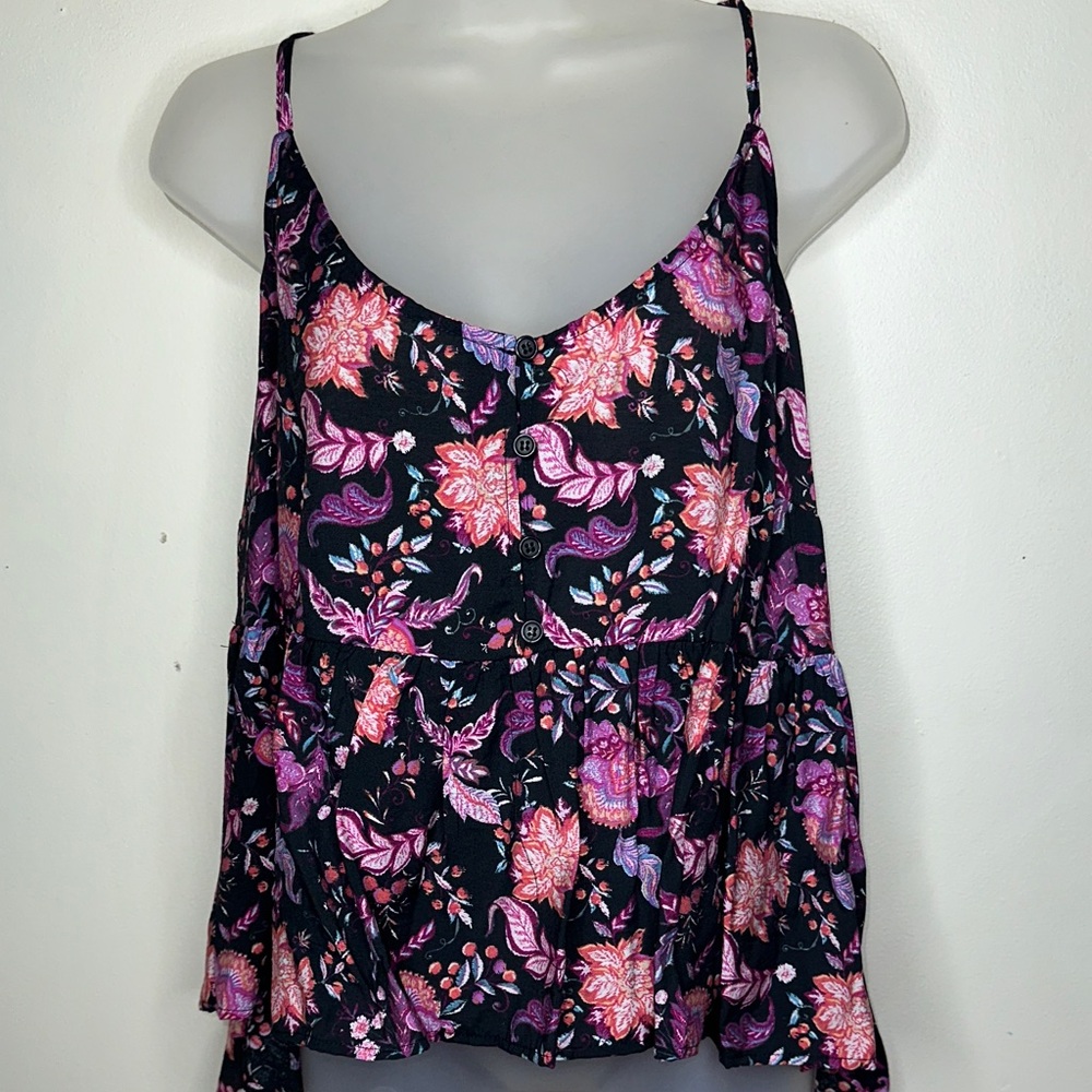 Forever 21 Black and Pink Floral Paisley Camisole
